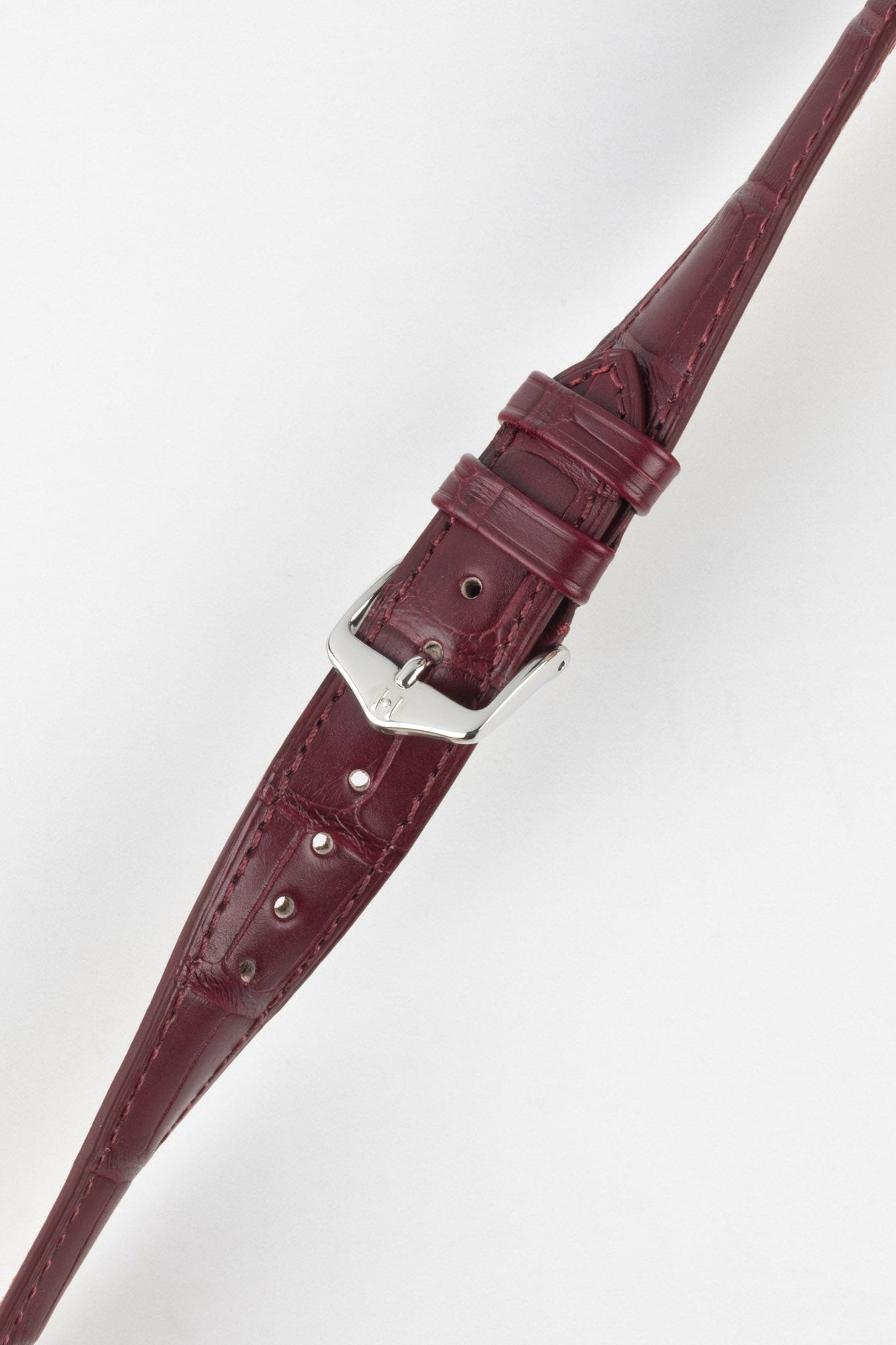 Hirsch LONDON Matt Alligator Leather Watch Strap in BURGUNDY