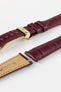 Hirsch LONDON Matt Alligator Leather Watch Strap in BURGUNDY