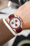 Hirsch LONDON Matt Alligator Leather Watch Strap in BURGUNDY