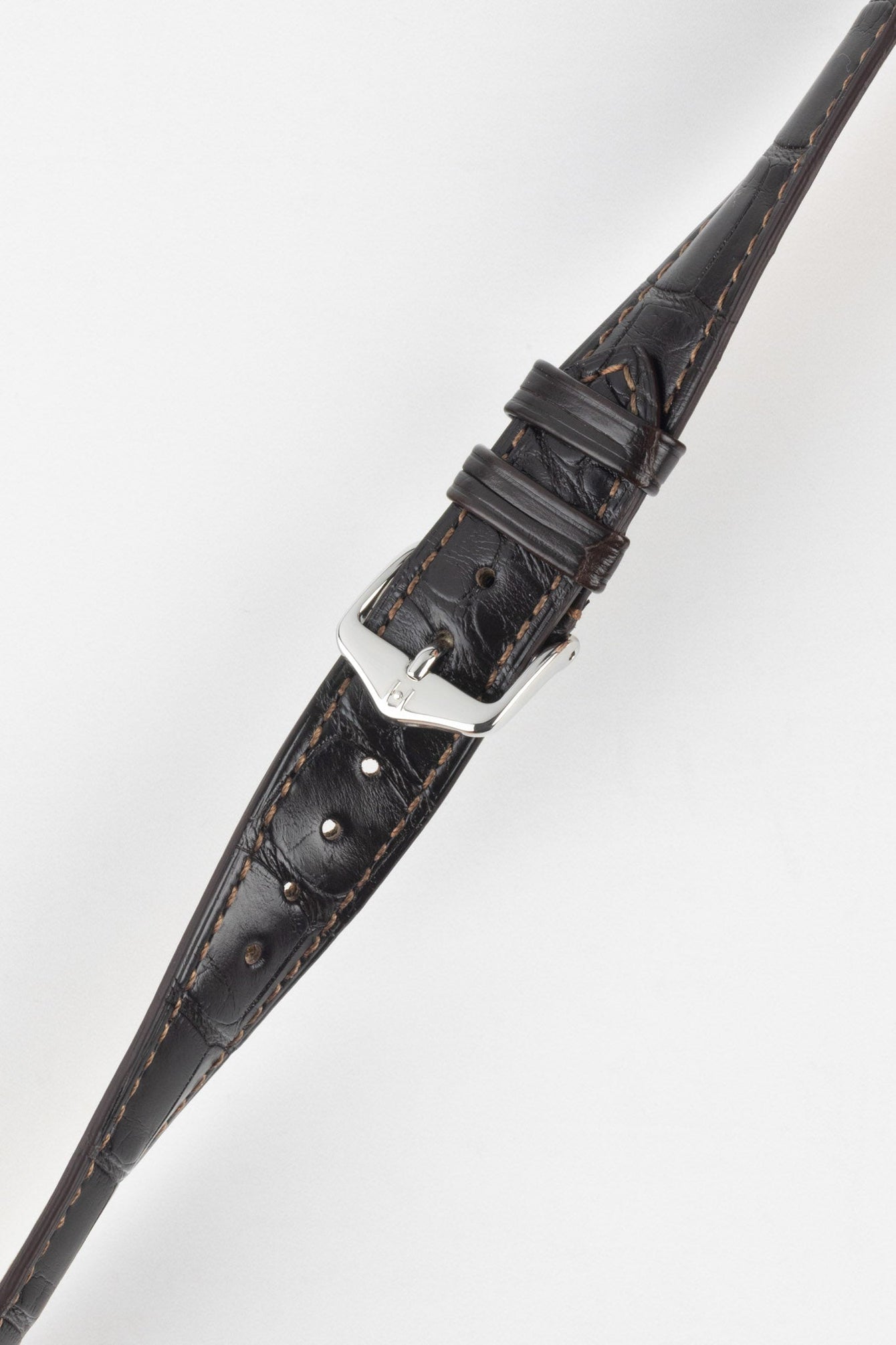 Hirsch LONDON Matt Alligator Leather Watch Strap in DARK BROWN