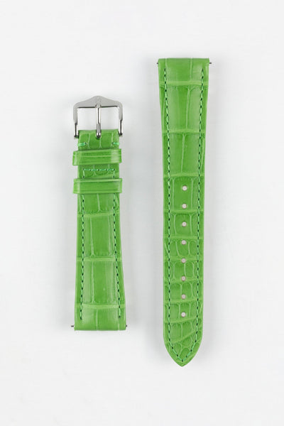 Hirsch LONDON Matt Alligator Leather Watch Strap in GREEN