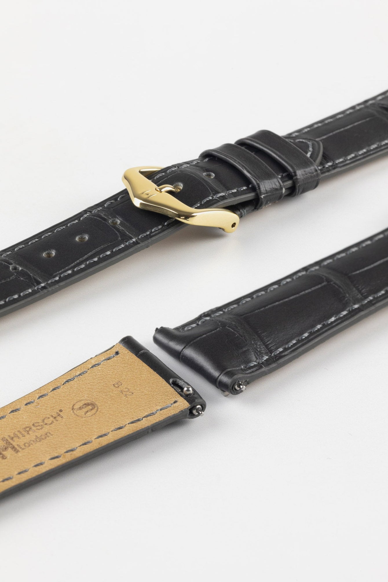 Hirsch LONDON Matt Alligator Leather Watch Strap in GREY
