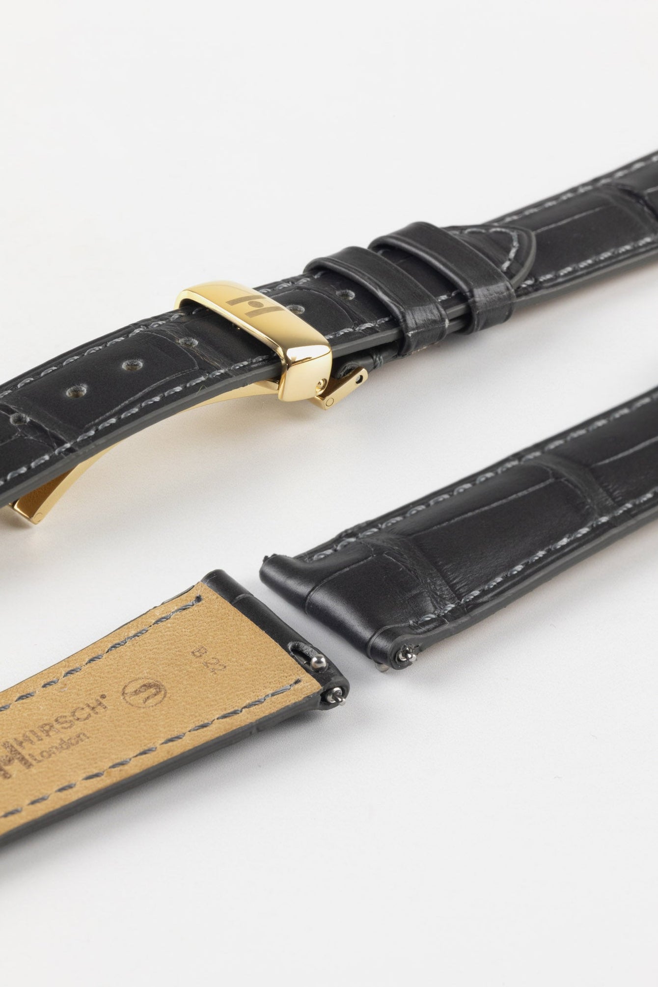 Hirsch LONDON Matt Alligator Leather Watch Strap in GREY