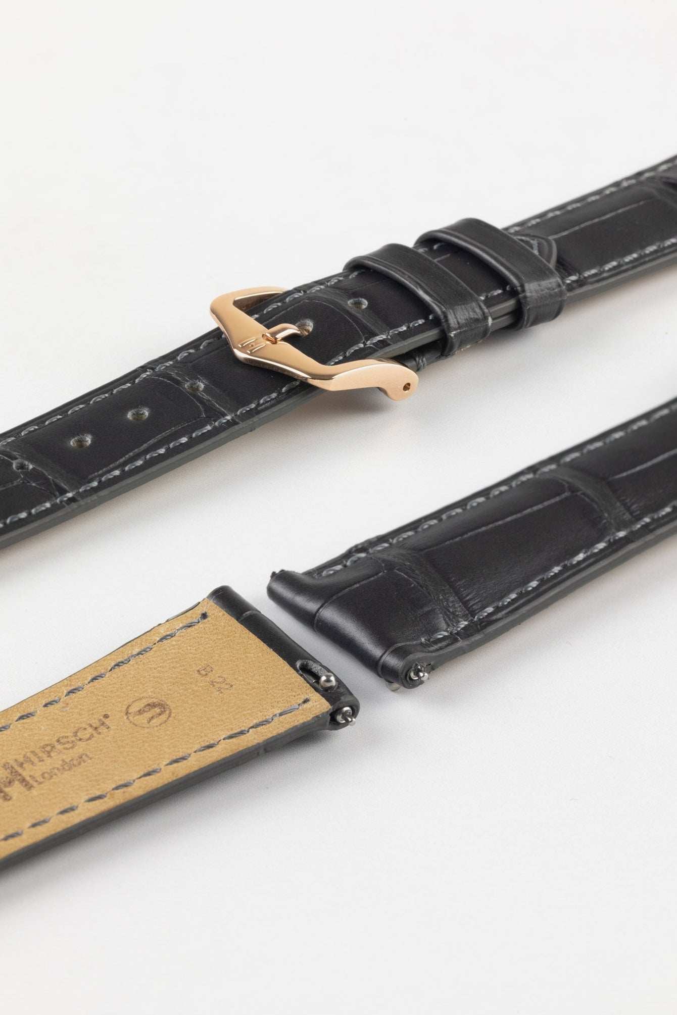 Hirsch LONDON Matt Alligator Leather Watch Strap in GREY