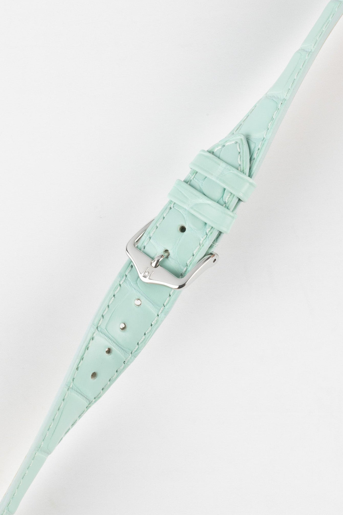 Hirsch LONDON Matt Alligator Leather Watch Strap in PASTEL BLUE
