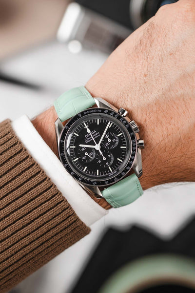 Hirsch LONDON Matt Alligator Leather Watch Strap in PASTEL BLUE