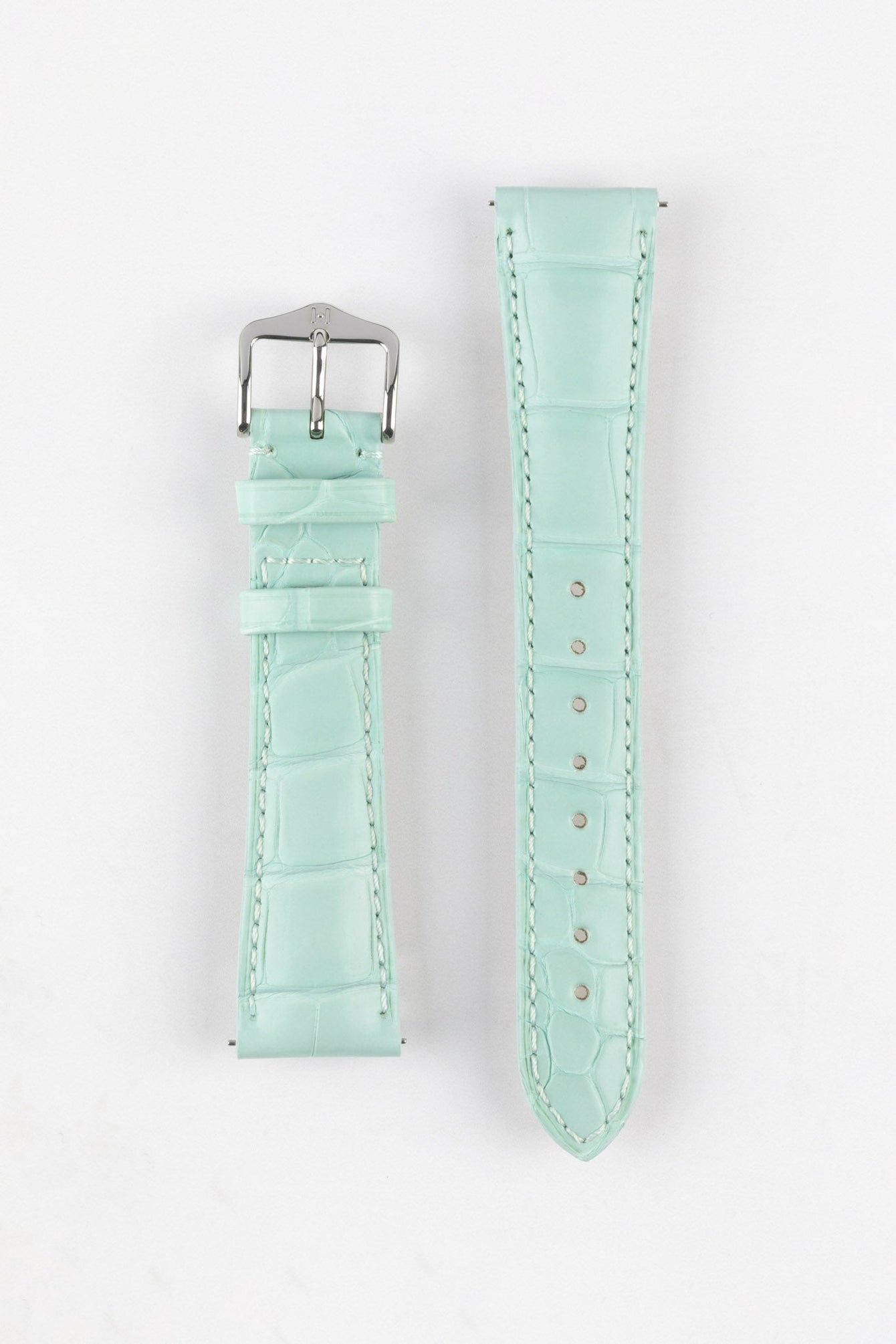 Hirsch LONDON Matt Alligator Leather Watch Strap in PASTEL BLUE