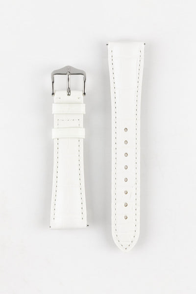 Hirsch LONDON Matt Alligator Leather Watch Strap in WHITE