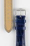 Hirsch LONDON Shiny Alligator Leather Watch Strap in BLUE