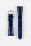 Hirsch LONDON Shiny Alligator Leather Watch Strap in BLUE