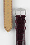 Hirsch LONDON Shiny Alligator Leather Watch Strap in BURGUNDY