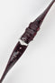 Hirsch LONDON Shiny Alligator Leather Watch Strap in BURGUNDY