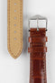 Hirsch LONDON Shiny Alligator Leather Watch Strap in GOLD BROWN
