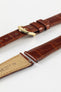 Hirsch LONDON Shiny Alligator Leather Watch Strap in GOLD BROWN