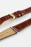 Hirsch LONDON Shiny Alligator Leather Watch Strap in GOLD BROWN