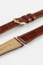 Hirsch LONDON Shiny Alligator Leather Watch Strap in GOLD BROWN