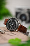 Hirsch LONDON Shiny Alligator Leather Watch Strap in GOLD BROWN