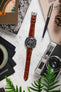 Hirsch LONDON Shiny Alligator Leather Watch Strap in GOLD BROWN
