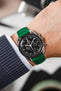 Hirsch LONDON Shiny Alligator Leather Watch Strap in GREEN