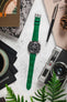 Hirsch LONDON Shiny Alligator Leather Watch Strap in GREEN