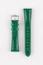Hirsch LONDON Shiny Alligator Leather Watch Strap in GREEN