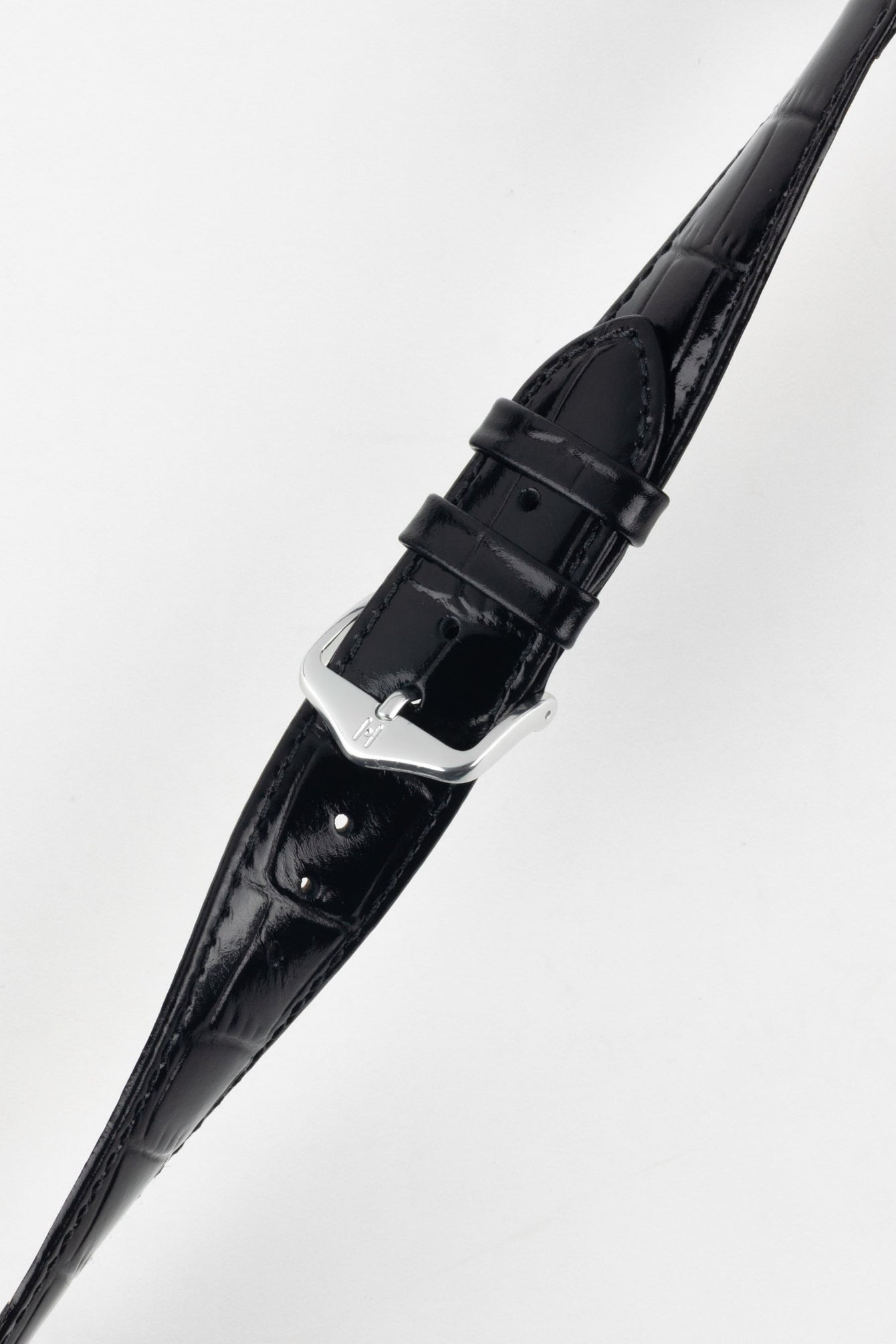Hirsch LOUISIANALOOK Alligator Embossed Leather Watch Strap in BLACK