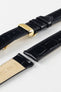 Hirsch LOUISIANALOOK Alligator Embossed Leather Watch Strap in BLACK