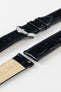 Hirsch LOUISIANALOOK Alligator Embossed Leather Watch Strap in BLACK