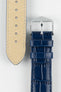 Hirsch LOUISIANALOOK Alligator Embossed Leather Watch Strap in BLUE