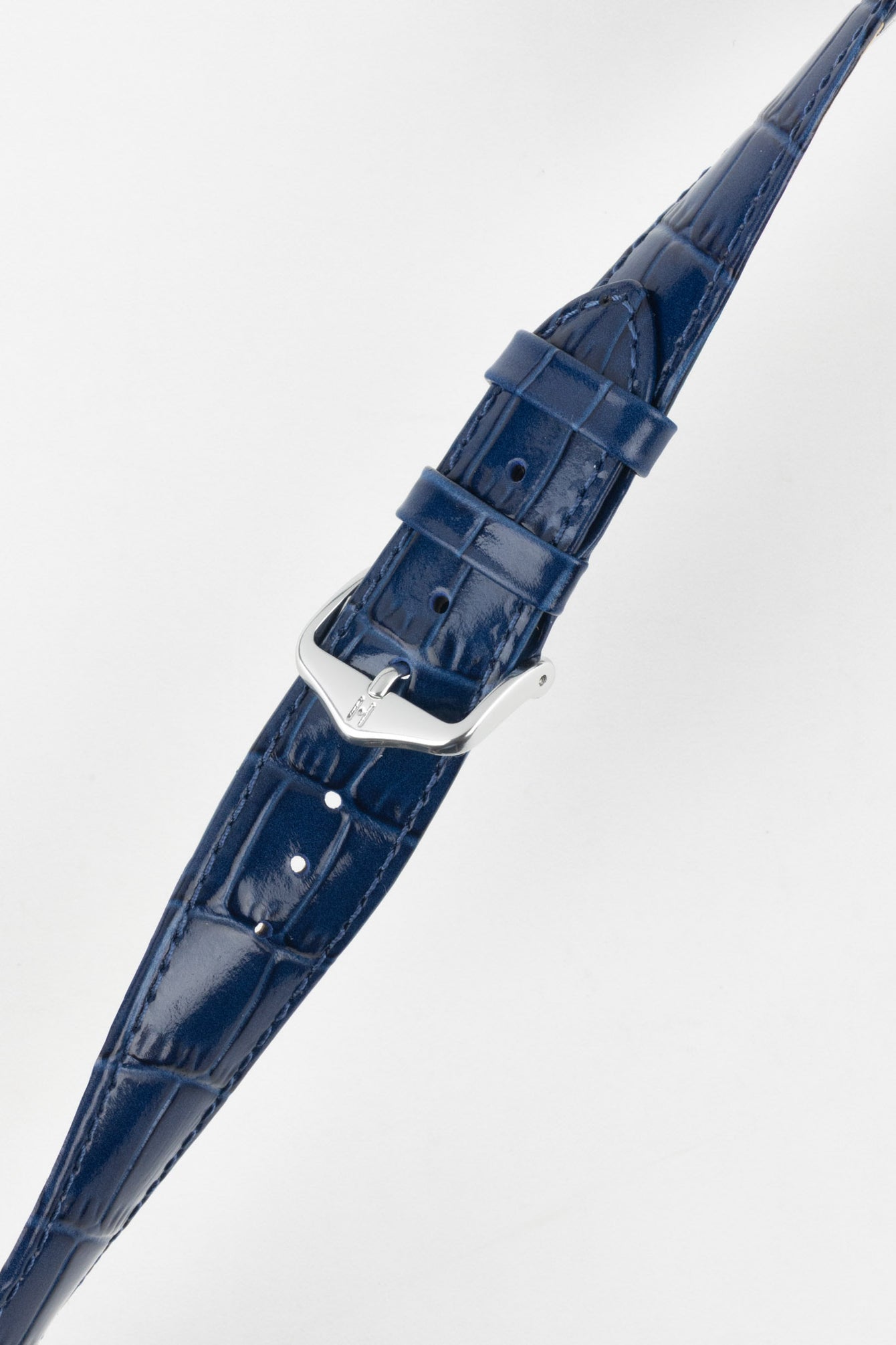 Hirsch LOUISIANALOOK Alligator Embossed Leather Watch Strap in BLUE