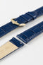 Hirsch LOUISIANALOOK Alligator Embossed Leather Watch Strap in BLUE