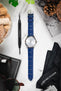 Hirsch LOUISIANALOOK Alligator Embossed Leather Watch Strap in BLUE
