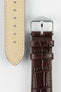 Hirsch LOUISIANALOOK Alligator Embossed Leather Watch Strap in BROWN