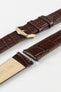 Hirsch LOUISIANALOOK Alligator Embossed Leather Watch Strap in BROWN