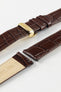 Hirsch LOUISIANALOOK Alligator Embossed Leather Watch Strap in BROWN