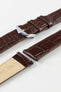 Hirsch LOUISIANALOOK Alligator Embossed Leather Watch Strap in BROWN