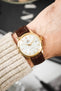 Hirsch LOUISIANALOOK Alligator Embossed Leather Watch Strap in BROWN