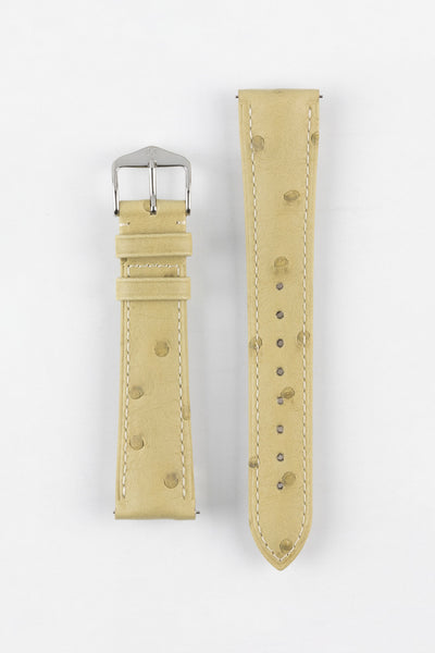 Hirsch MASSAI Genuine Ostrich Leather Watch Strap in BEIGE