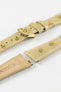 Hirsch MASSAI OSTRICH Leather Watch Strap in BEIGE With WHITE Stitching