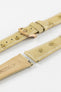 Hirsch MASSAI OSTRICH Leather Watch Strap in BEIGE With WHITE Stitching