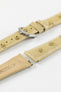 Hirsch MASSAI OSTRICH Leather Watch Strap in BEIGE With WHITE Stitching