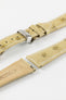 Hirsch MASSAI OSTRICH Leather Watch Strap in BEIGE With WHITE Stitching