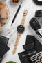 Hirsch MASSAI OSTRICH Leather Watch Strap in BEIGE With WHITE Stitching