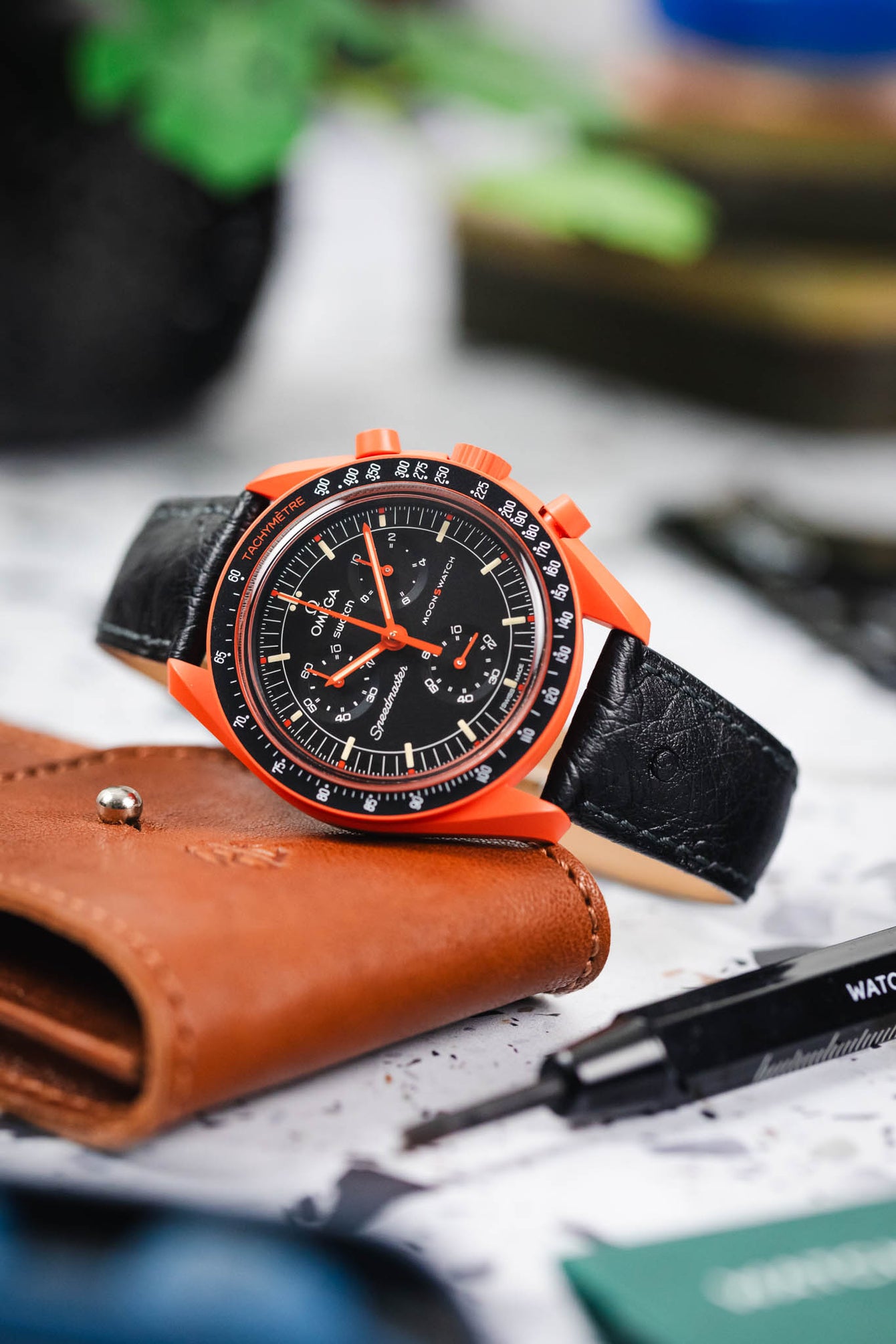 Hirsch MASSAI OSTRICH Leather Watch Strap in BLACK