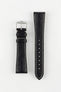 Hirsch MASSAI OSTRICH Leather Watch Strap in BLACK with WHITE Stitching