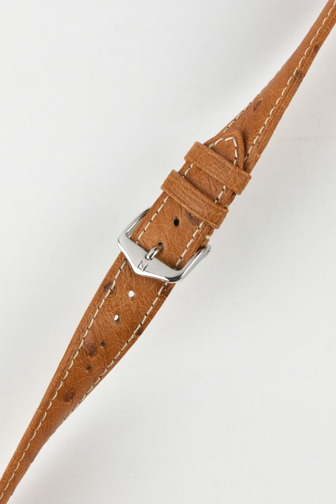 brown leather watch strap white stitching