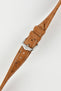 brown leather watch strap white stitching