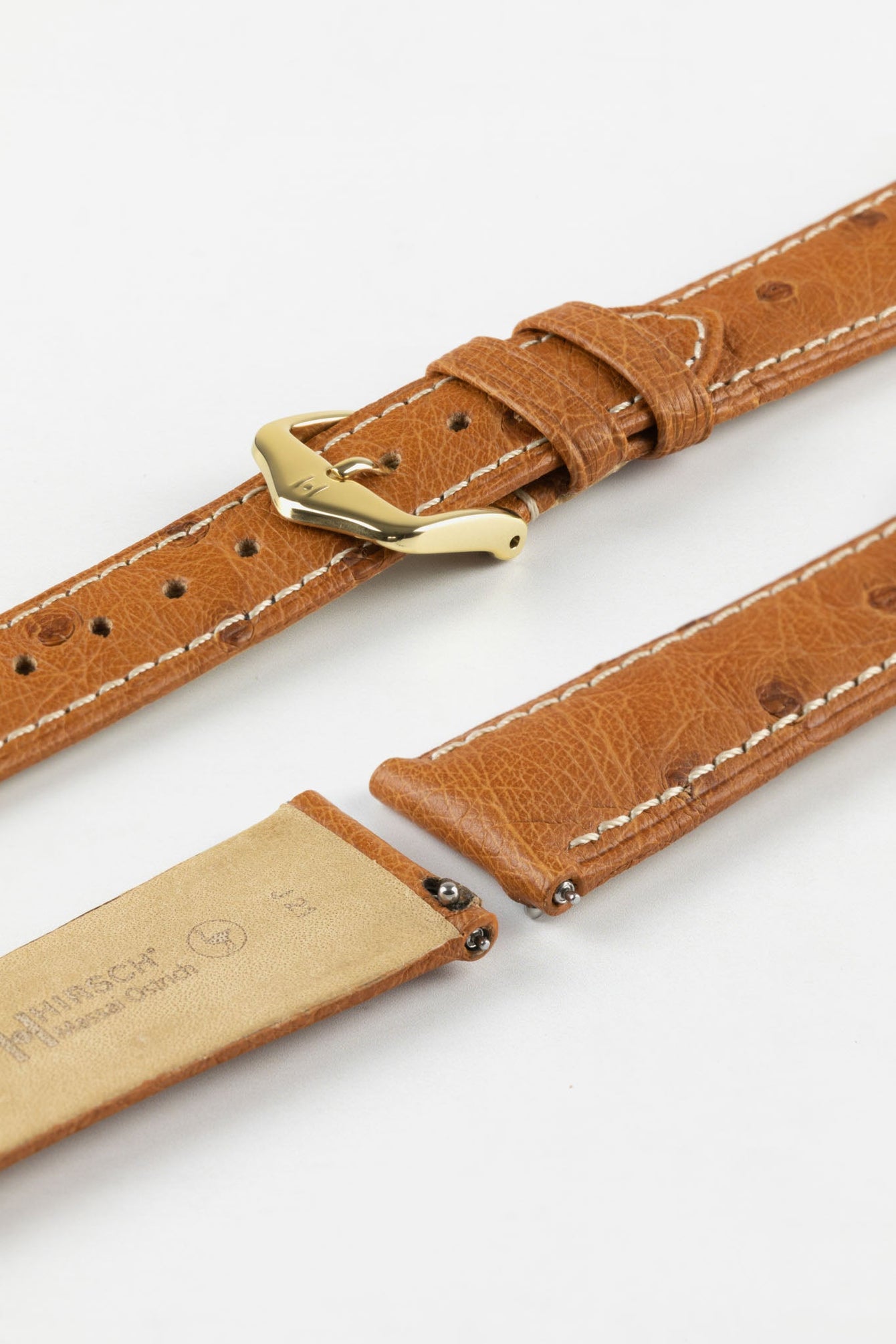 brown leather watch strap white stitching