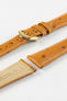 Hirsch MASSAI OSTRICH Leather Watch Strap in HONEY With WHITE Stitching