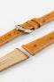 Hirsch MASSAI OSTRICH Leather Watch Strap in HONEY With WHITE Stitching